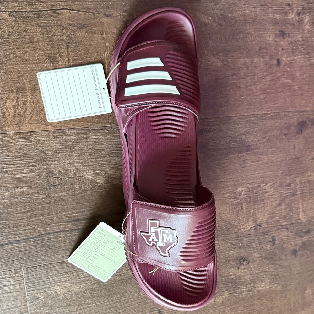 Adidas Burgundy Slide Sandals with Logo